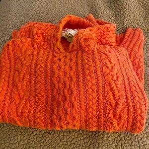 Orange Ralph Lauren cable knit hoodie